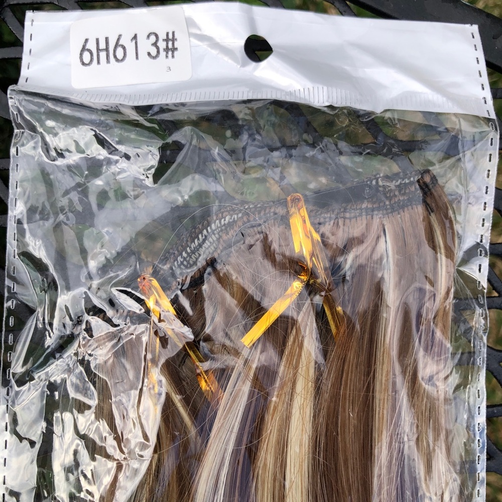 6 pc Human Hair Blonde Balayage Long Straight Hair Extension Clip Ins 24" 6H613# - Picture 4 of 14
